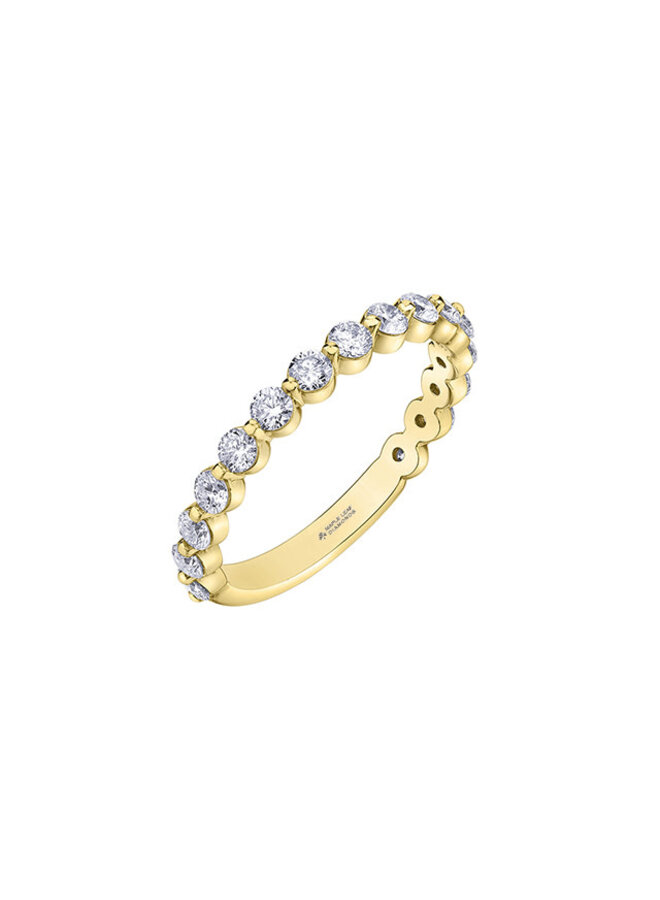 Jonc semi-éternité 18k jaune diamant canadien 16x0.054ct  VS1 G