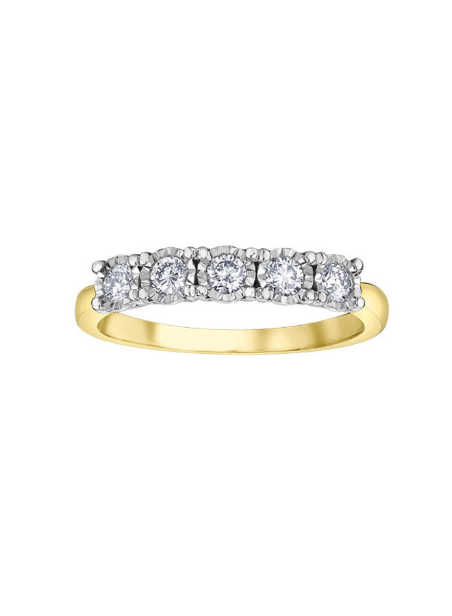 Semi-éternité or jaune 10k illusion diamants 5=0.33ct I GH
