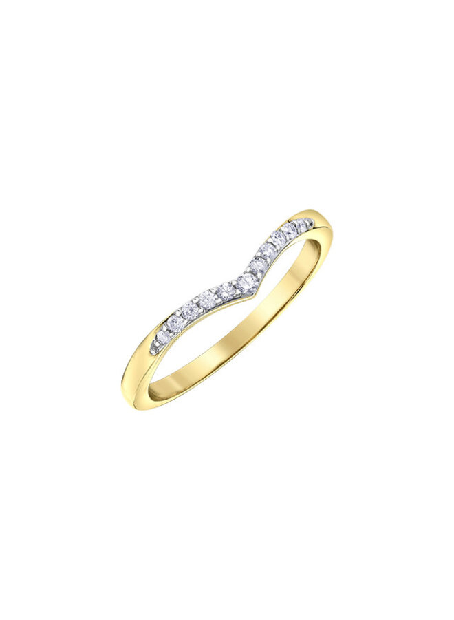 Semi-éternité or jaune 10k V diamants 11=0.102ct I GH