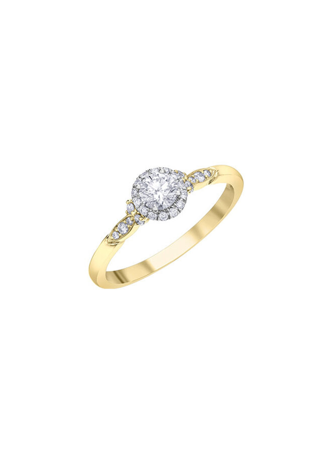 14k yellow gold halo diamond ring 1 0.30ct 24 0.134ct I GH