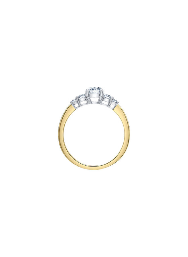 Bague or jaune 14k diamants 1=0.50ct 4=0.20ct I GH