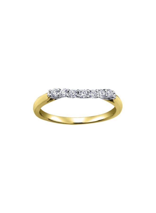 Semi-éternité or jaune 18k arrondie diamants 7=0.21ct I GH