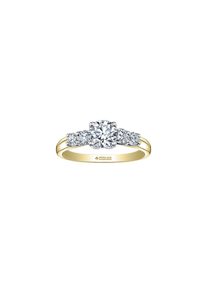 Bague jaune 18k diamants canadiens 1=0.23ct 4=0.375ct SI2 G