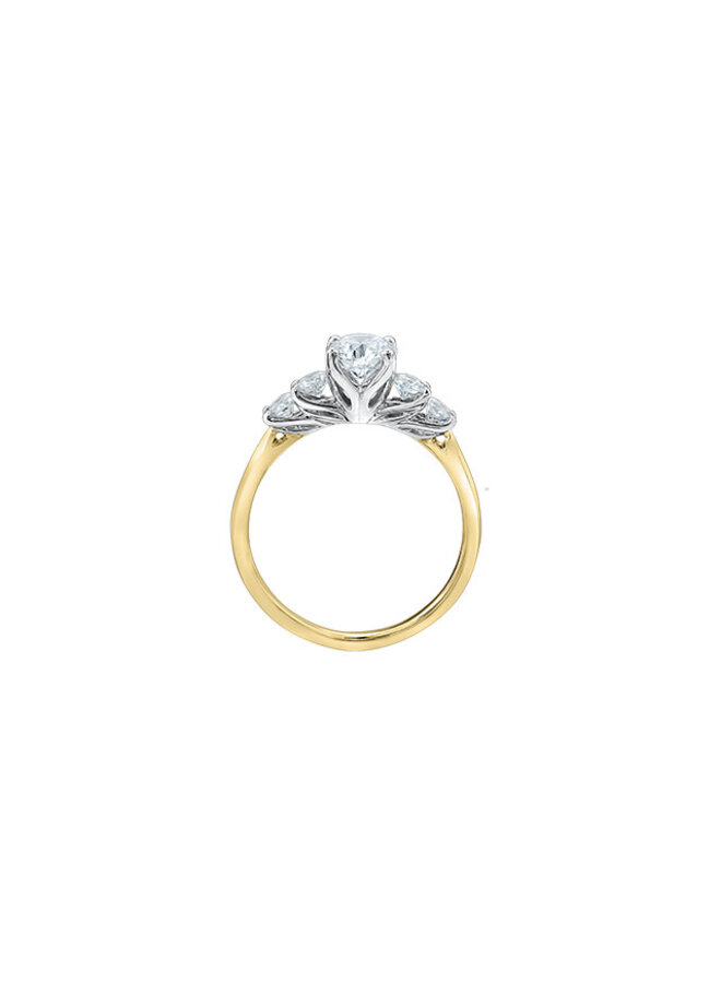 Bague jaune 18k diamants canadiens 1=0.23ct 4=0.375ct SI2 G