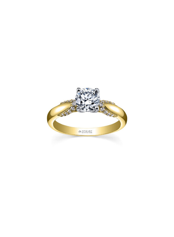 Bague jaune 18k diamants canadiens 1=0.32ct 18=0.087ct SI2 F
