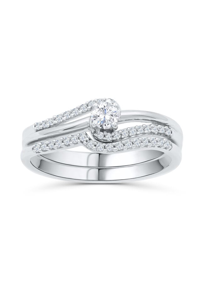 Set alliance 10k blanc diamant 0.25ct I Gh