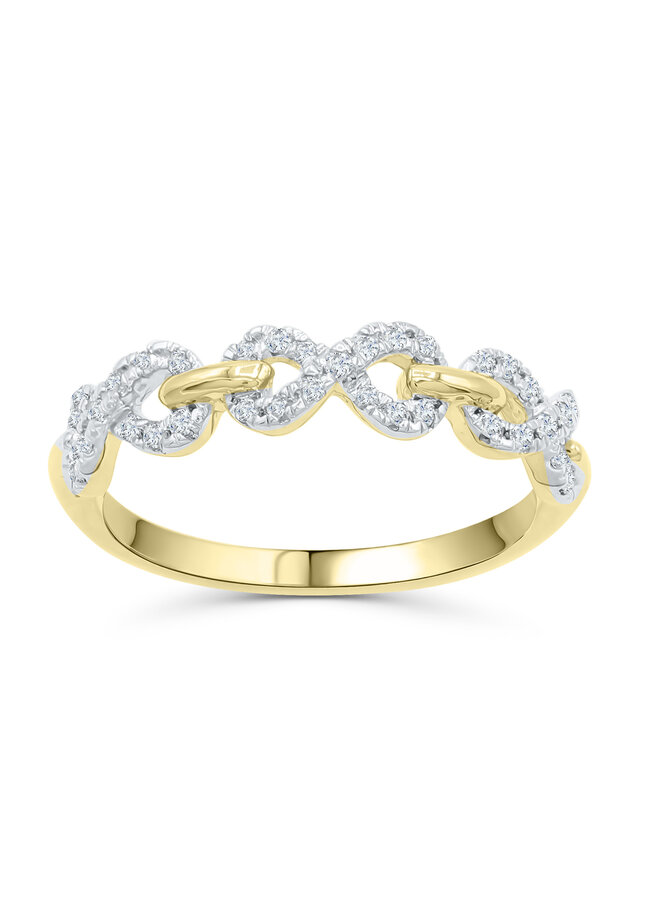 Jonc semi-éternité 10k jaune infini 0.20ct I GH