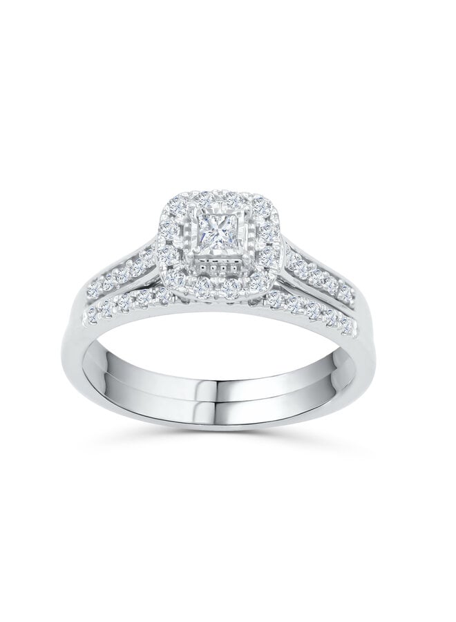Set alliance 10k blanc diamant 0.50ct I GH