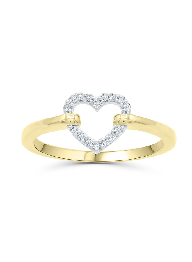 Bague 10k jaune diamant coeur 0.08ct I GH