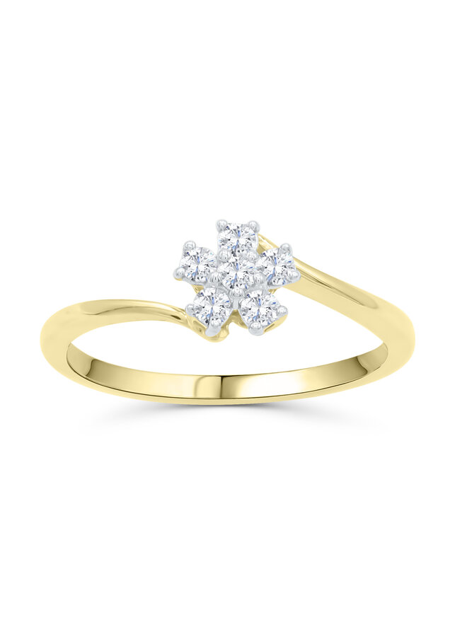 Bague 10k jaune diamant 7=0.20ct I GH
