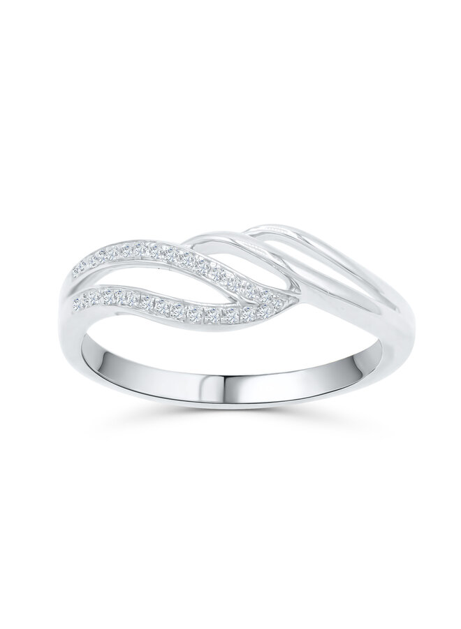 10k white cross ring 0.05ct I GH