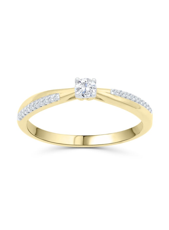 10k yellow diamond solitaire ring 0.15ct I GH