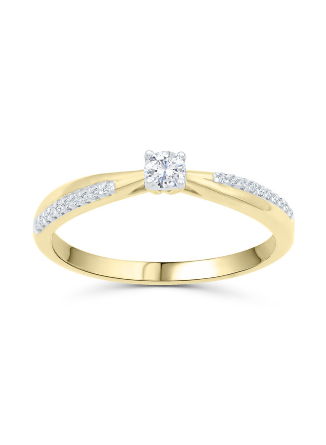 Bague 10k jaune solitaire diamant 0.15ct I GH