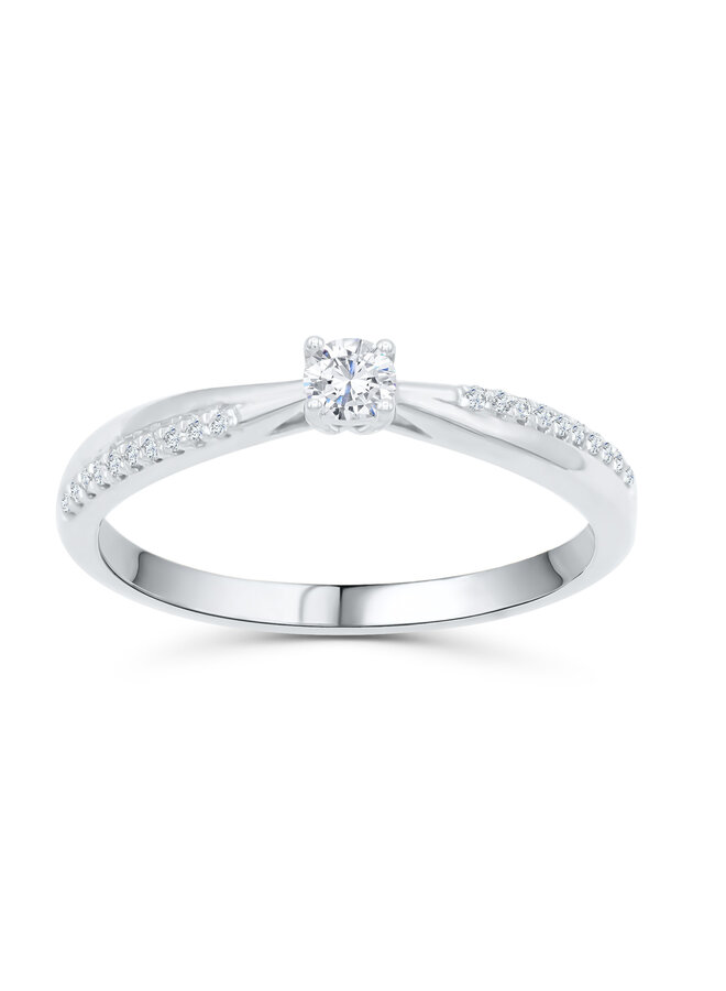 10k white illusion diamond solitaire ring 0.15ct I GH