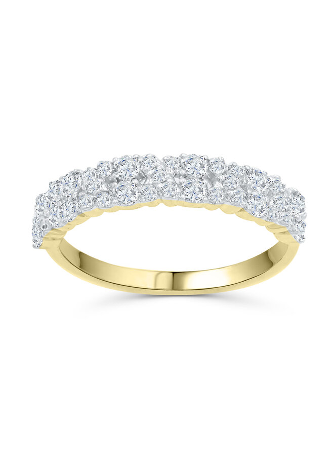 Jonc semi-éternité 2 rangé 10k jaune diamant 0.50ct I GH