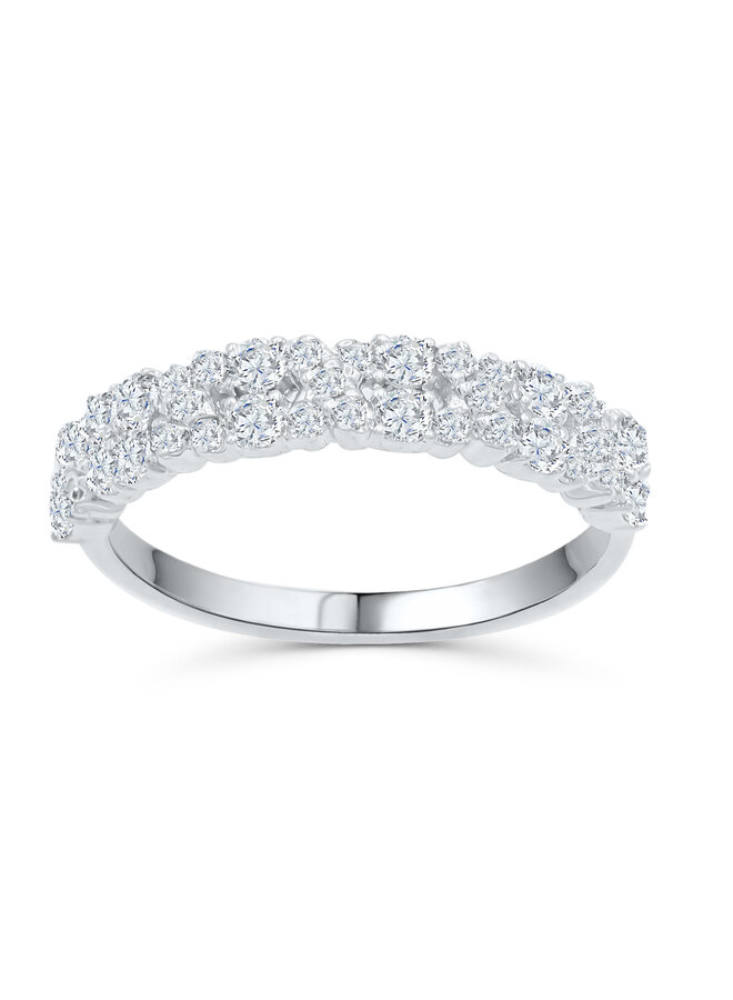 Jonc semi-éternité 2 rangé 10k blanc diamant 0.50ct I GH