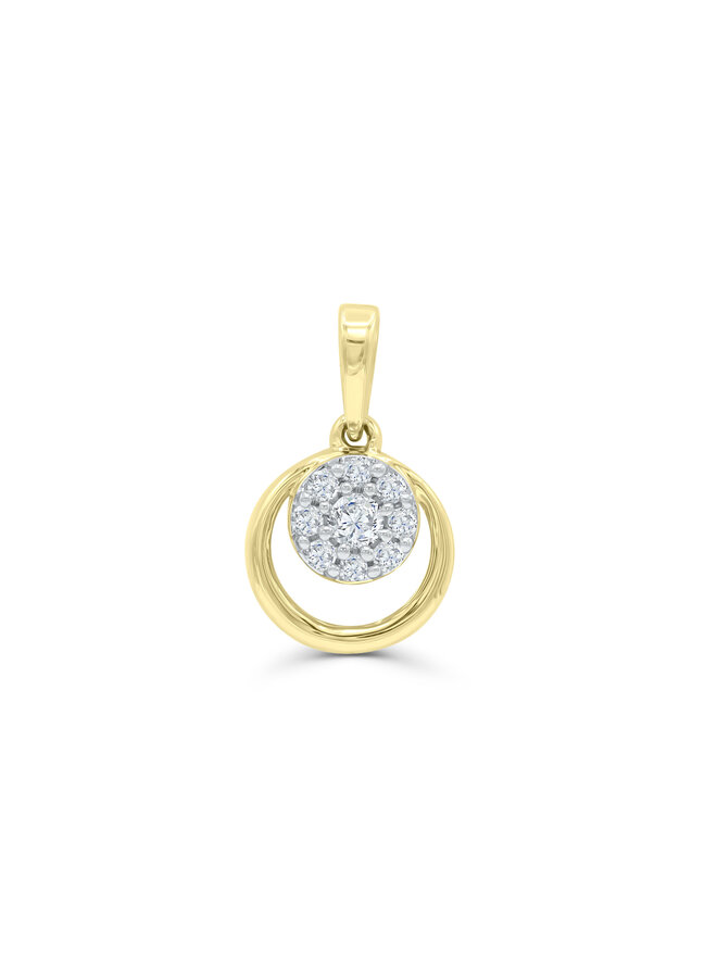 Pendentif 10k rond diamant 0.12ct I GH
