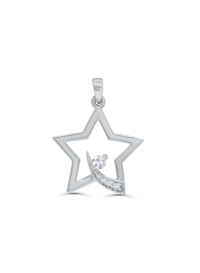 Pendentif 10k blanc etoile zircon