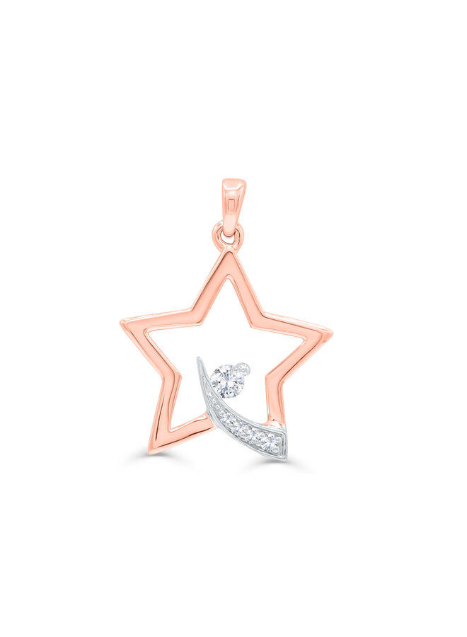 Pendentif 10k rose-blanc étoile zircon