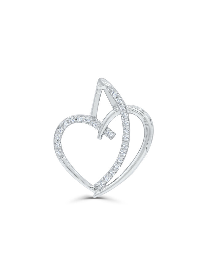 Pendentif coeur 10k blanc cz