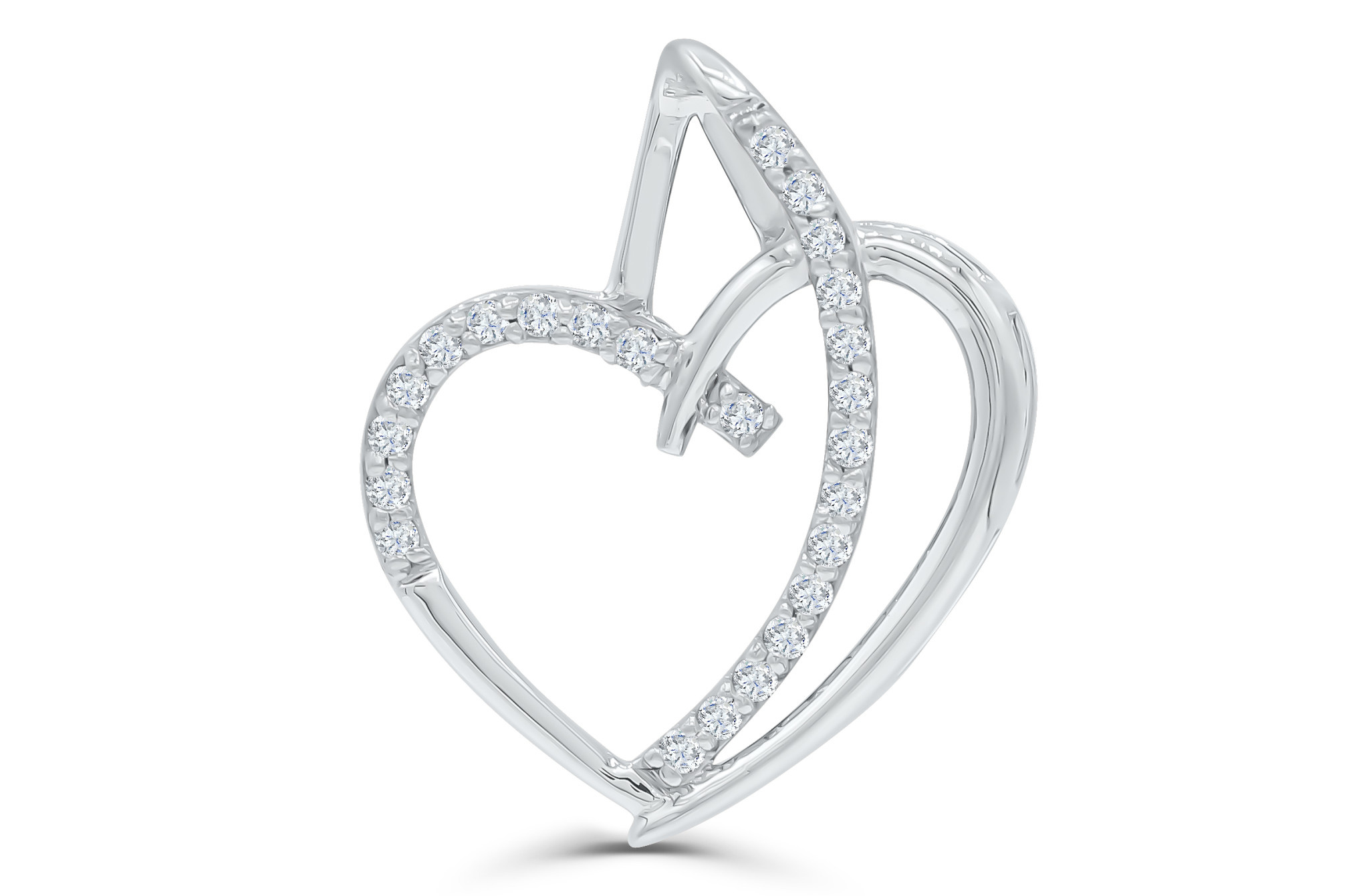 10k white cz heart pendant