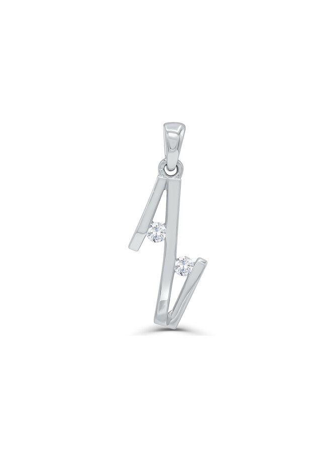 Pendentif 10k blanc 2 zircon