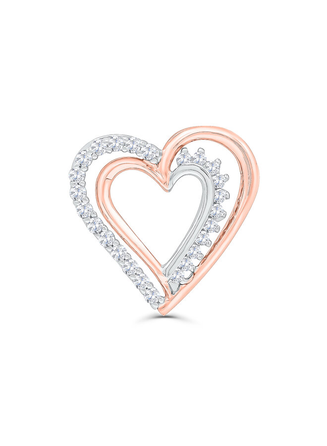 10K PINK WHITE HEART ZIRCON PENDANT
