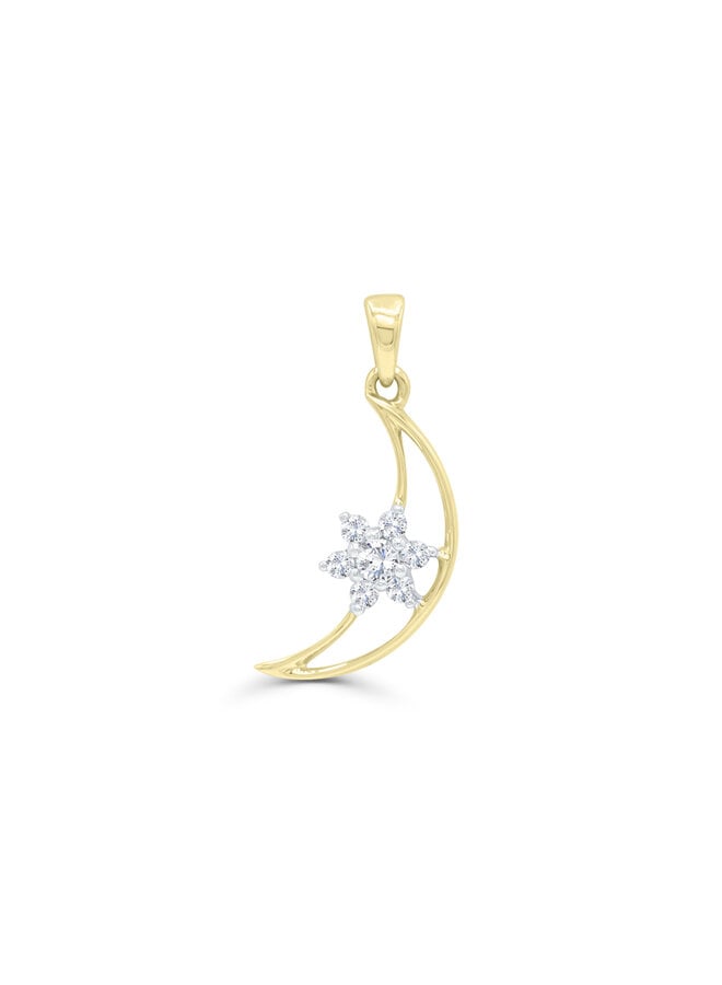 Pendentif 10k lune zircon en étoile