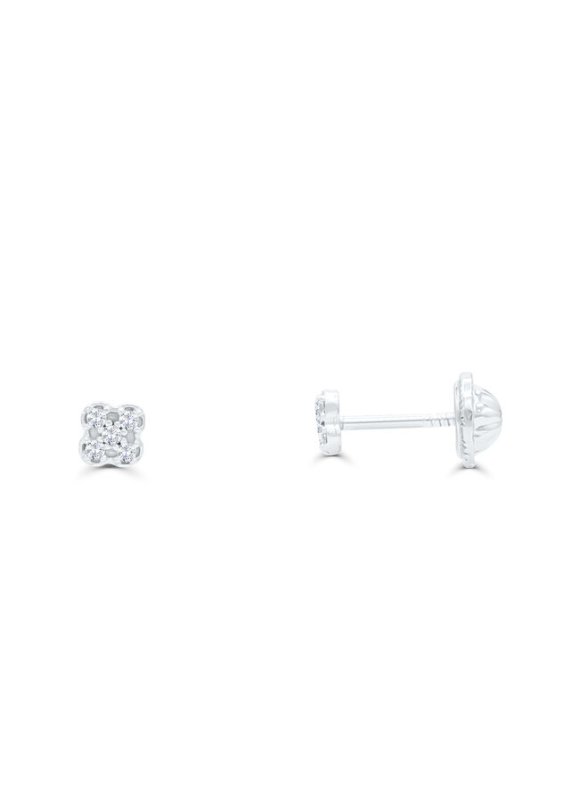 B.Oreille 10k blanc cz tige vissée