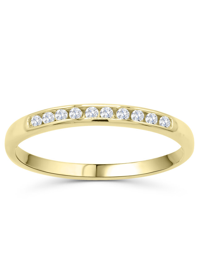 Jonc semi-eternité 10k jaune zircon