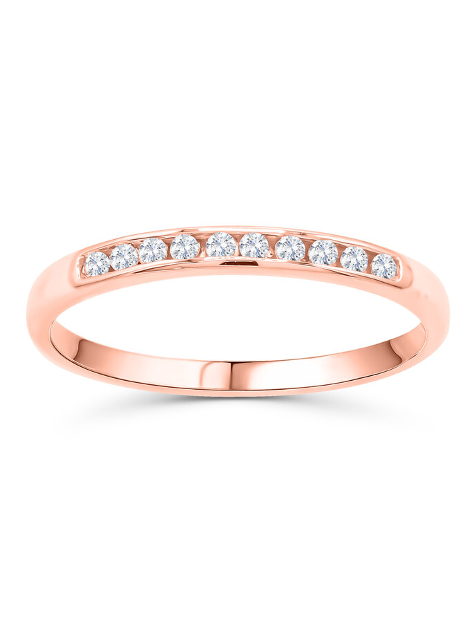 Jonc semi-eternité 10k rose zircon