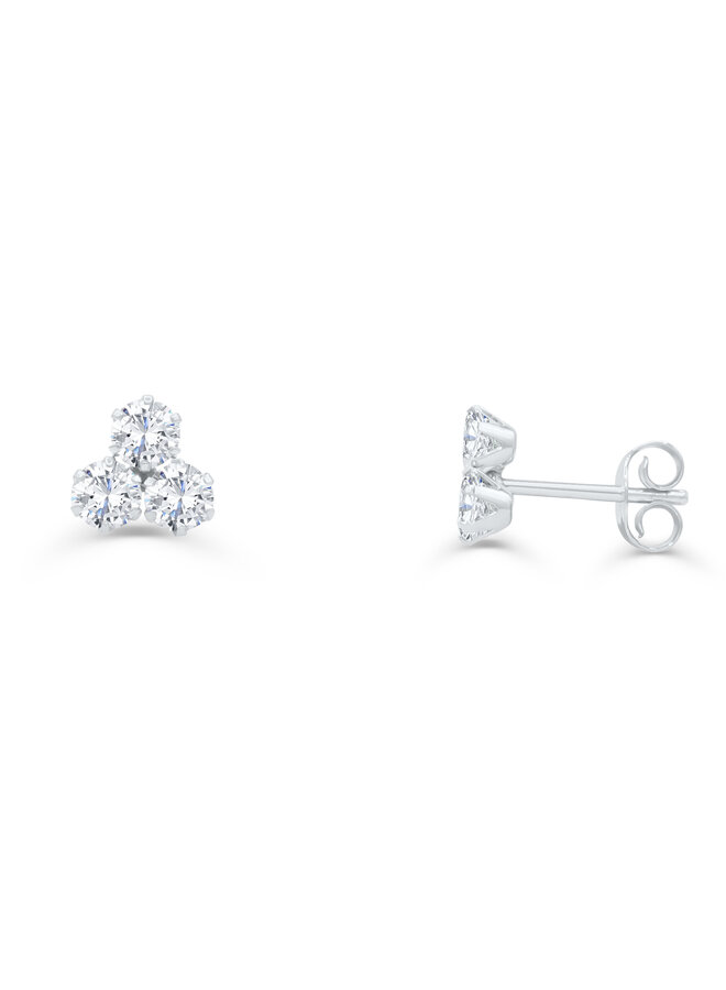 10k white cz earring