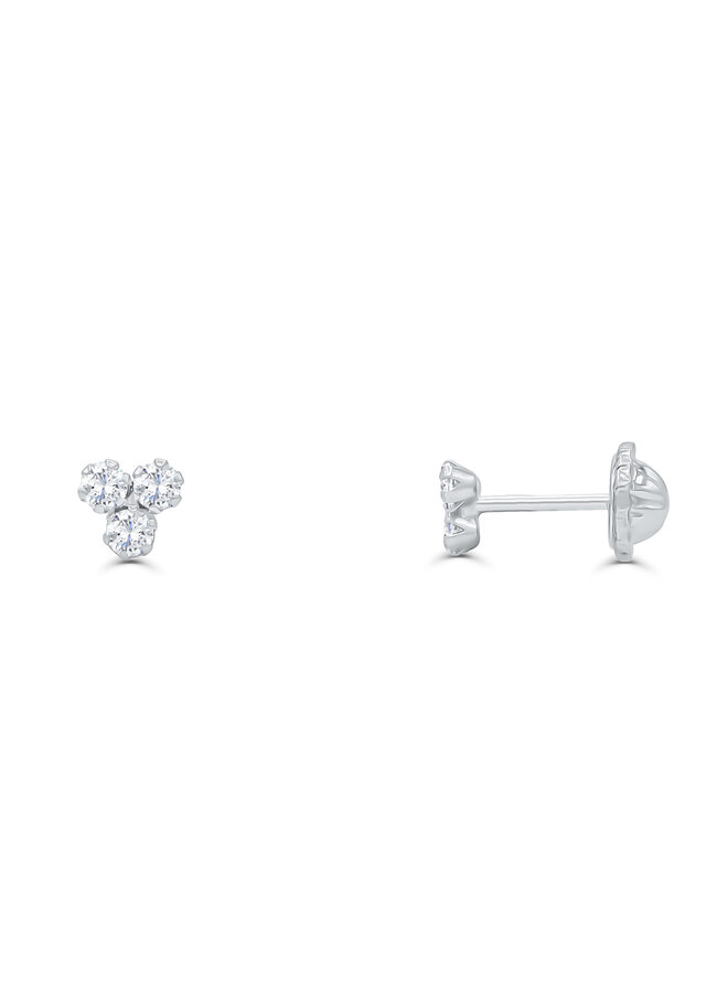 Screwed earring 10k white cz