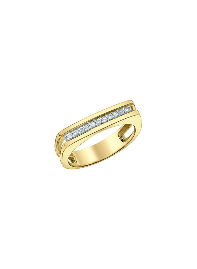 Bague jaune 14k diamants laboratoires 11=0.11ct VS GH