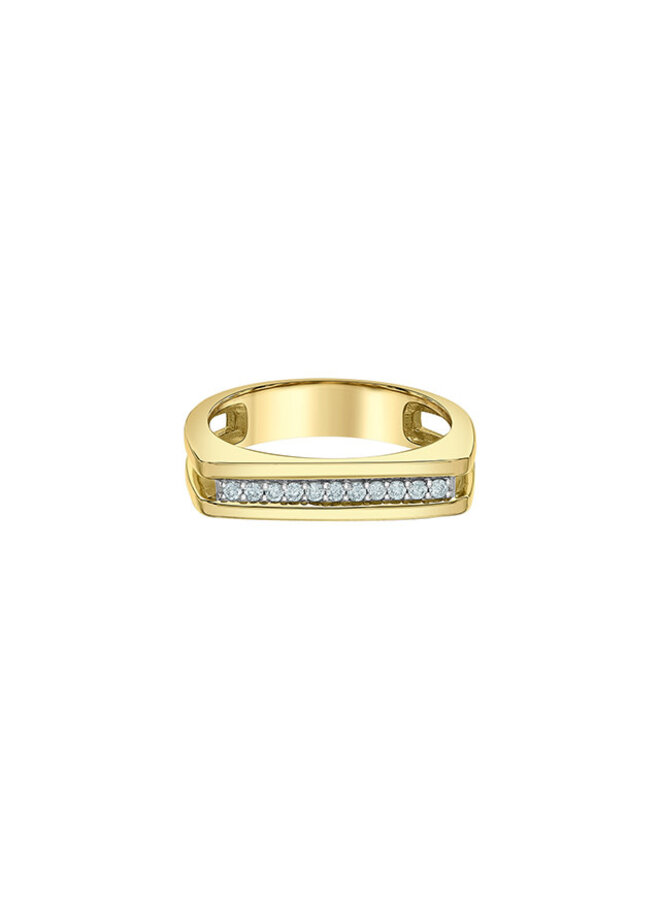 Bague jaune 14k diamants laboratoires 11=0.11ct VS GH