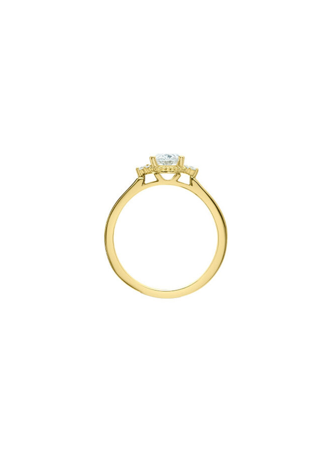 Bague or jaune 14k diamants laboratoires 1 ovale=1.07ct VS2 D 6=0.068ct VS
