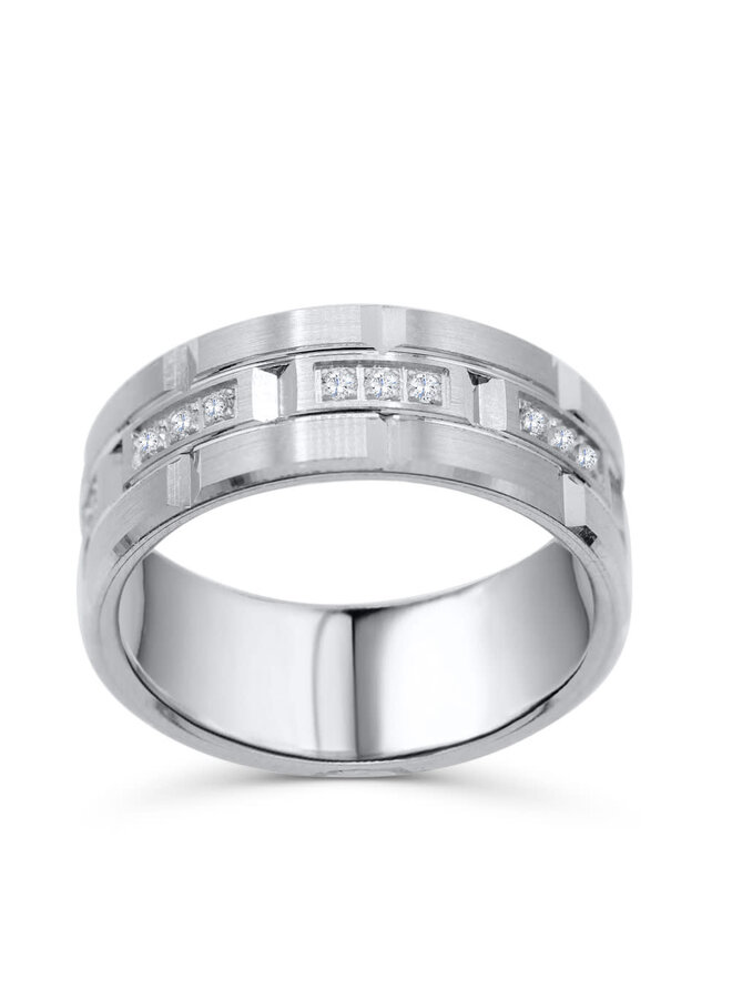White men's bangle 10k 9mm diamonds 18x0.015ct SI2 GH