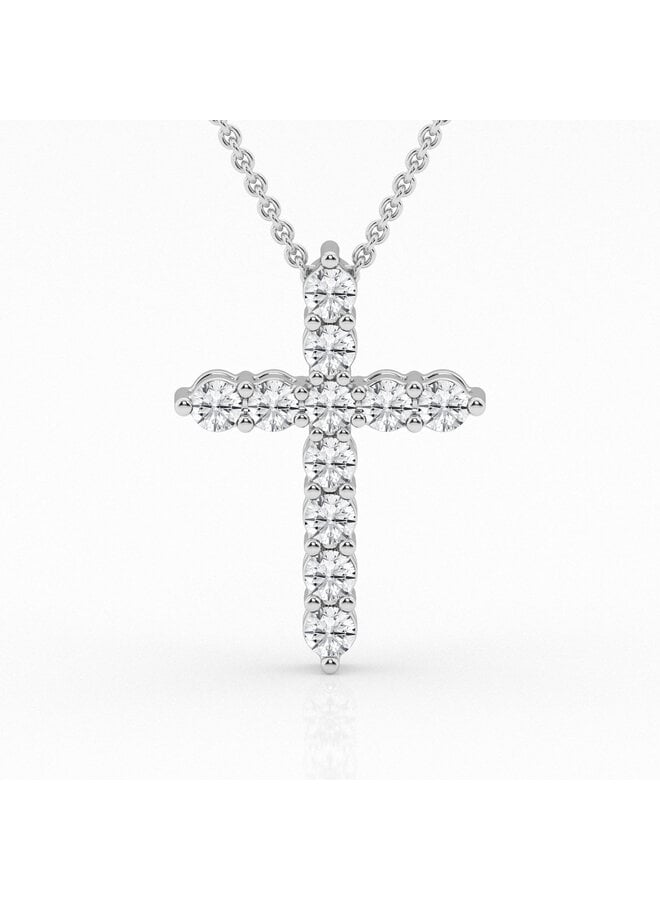 Collier or blanc 14k croix diamants laboratoires 11=2.00ct I GH