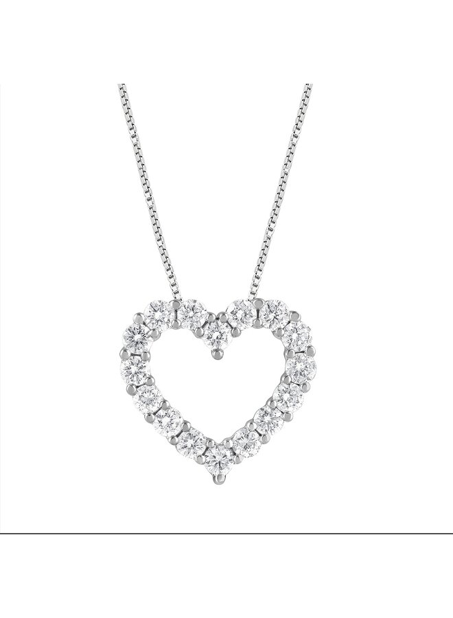 14k white gold heart necklace with laboratory diamonds 18=1ct I GH