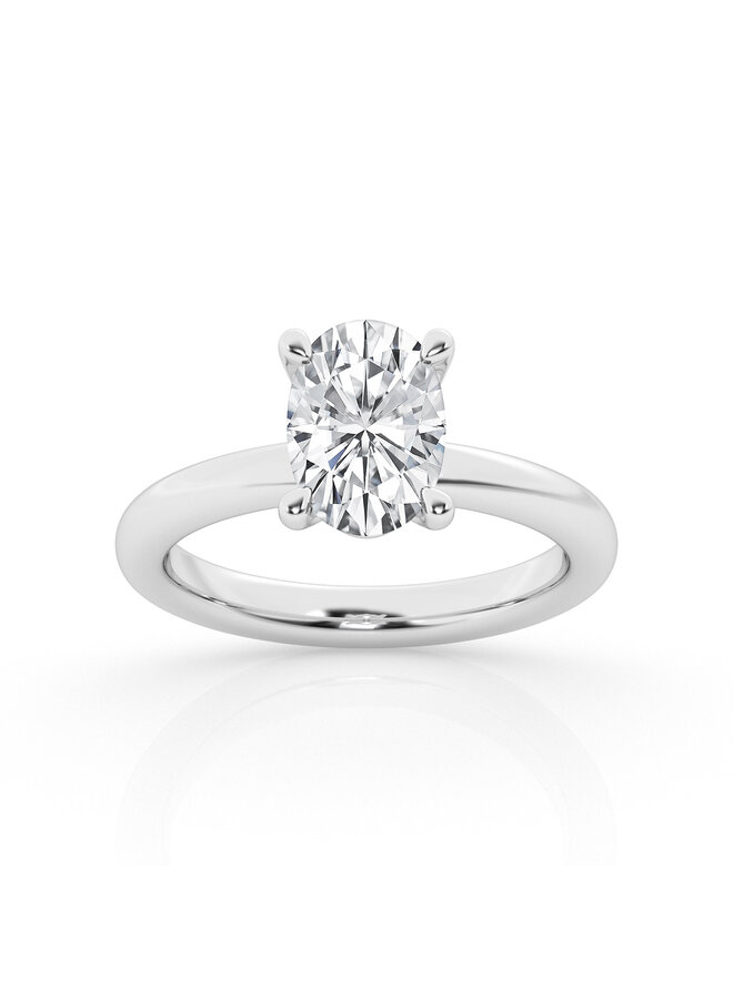 Bague blanc 14k diamant laboratoire solitaire ovale 1.50ct VS2 F