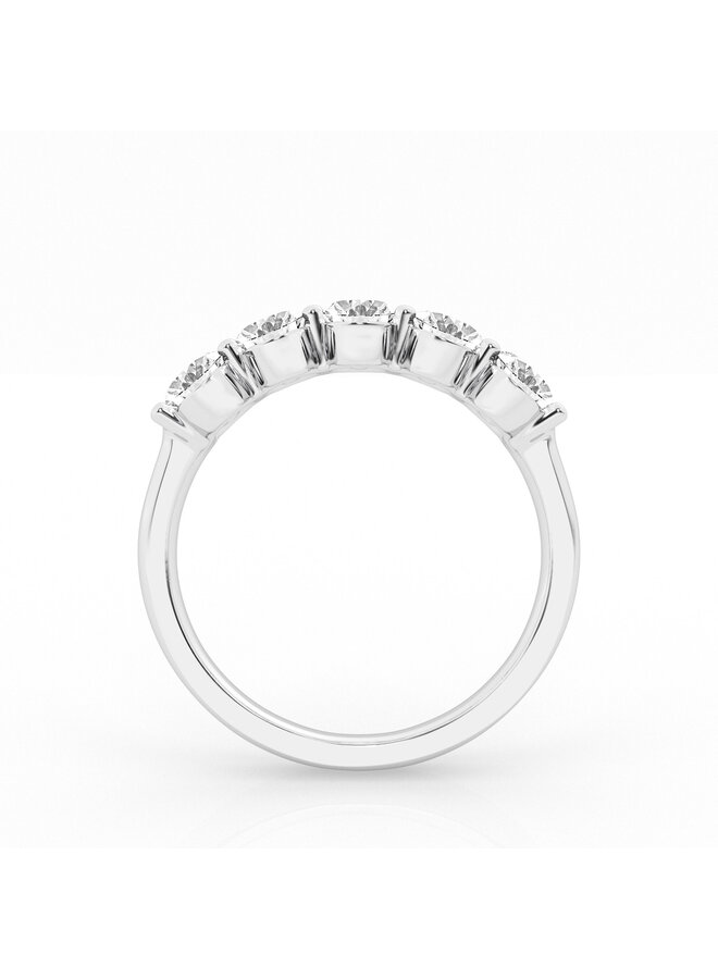 Semi-eternity white 14k lab diamonds 5 oval = 2ct I GH