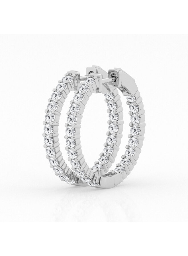 Boucles d'oreilles anneaux blanc 14k diamants laboratoires 40=2.00ct I GH