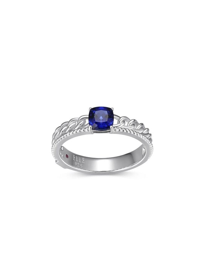 Bague argent 925 Elle pierre bleue chaînons