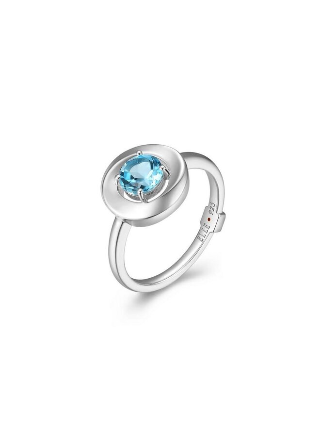 Bague argent Elle pierre bleue décembre solitaire