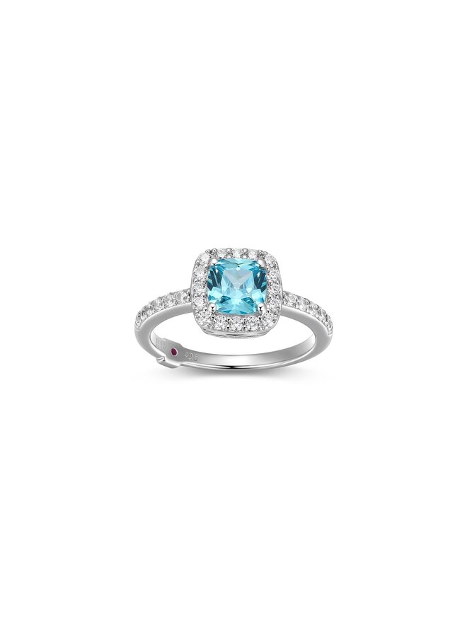 Bague Elle argent 925 zircons pierre bleue