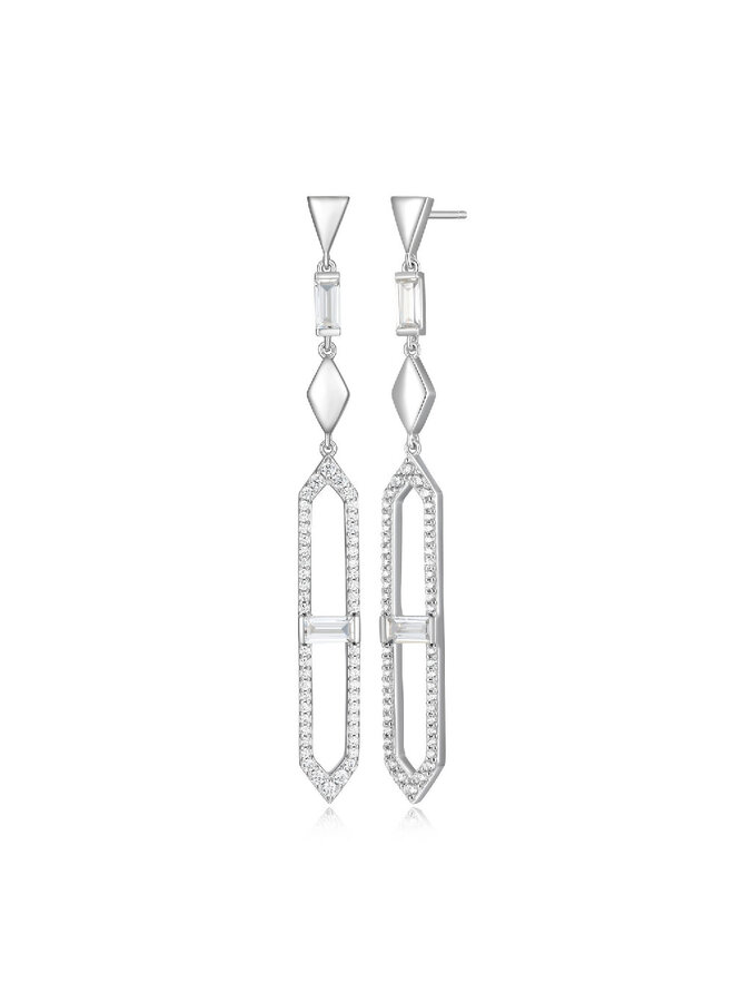 Boucles d'oreilles argent 925 Elle pendantes cubiques