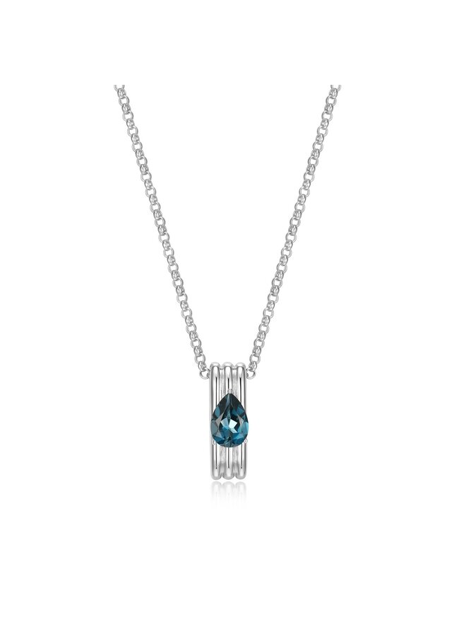 Collier argent 925 Elle pierre bleue-turquoise