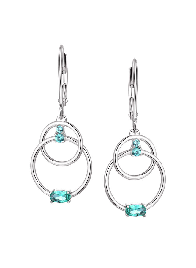 Boucle d'oreille 925 double cercle émeraude synthétique
