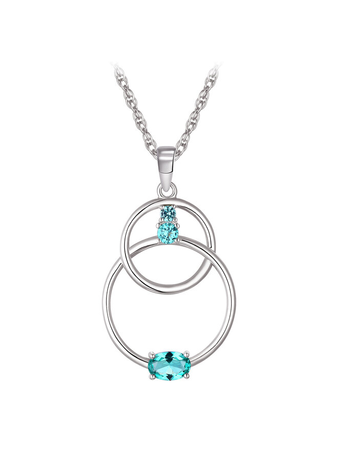 Pendentif 925 double cercle émeraude synthétique chaine incluse