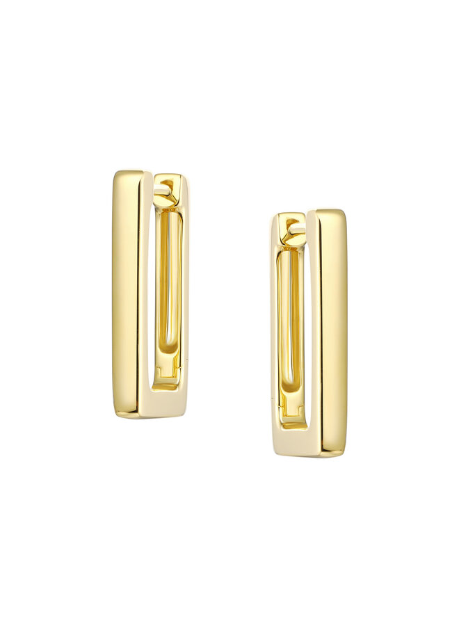 Boucles d'oreilles anneaux argent 925 rectangles dorées